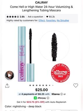 Caliray “come hell or high water” mascara black